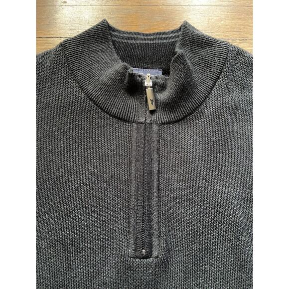 TOMMY BAHAMA Reversible Grey/Black 1/4 Zip Pima Cotton Sweater sz XXL - Picture 5 of 15